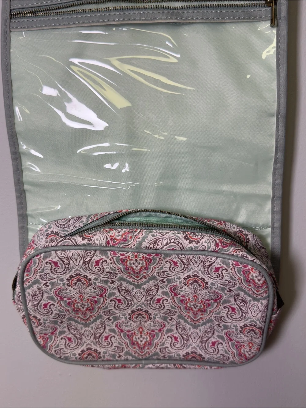 Hanging Cosmetic Toiletry Bag in Pink Paisley